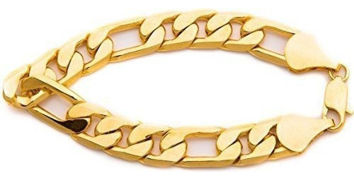 Lifetime Jewelry Figaro Pulsera 11mm Muneca Cadena 14k Chap