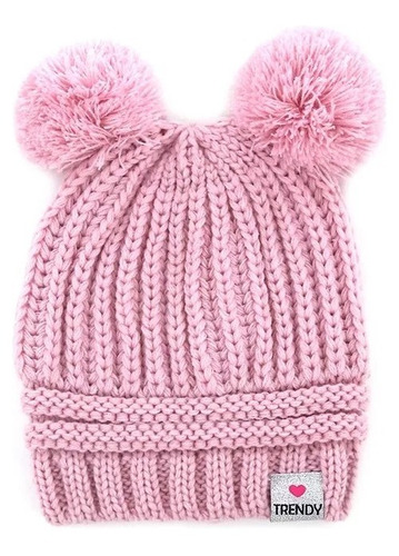 Gorro Beanie Infantil Nena Tejido Trendy Pompones Abrigado