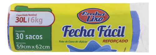 Saco Para Lixo Fecha Fácil 30 Litros Com 30 Unidades Embalixo