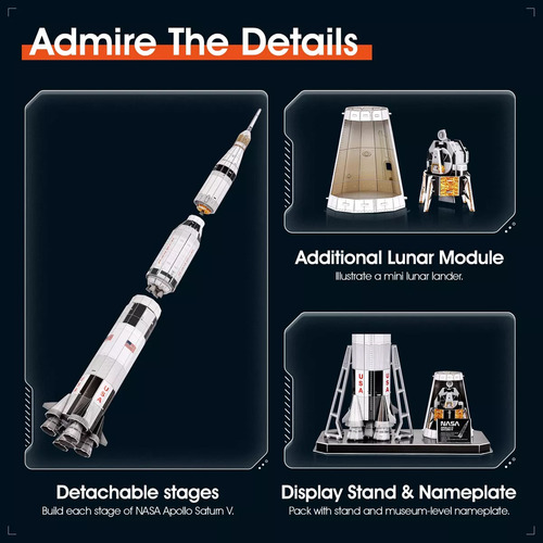 Cubic Fun Rompecabeza 3d Nasa Apolo Saturno V Cohete 136 Pie