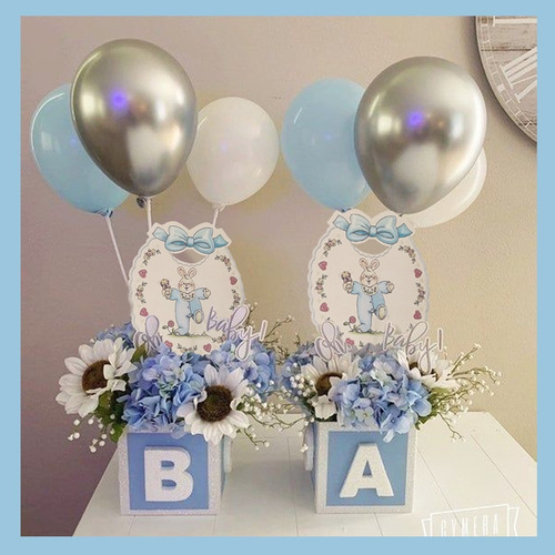 Toppers Babys Baby Showers Conejo Azul N1  (24 Unid)