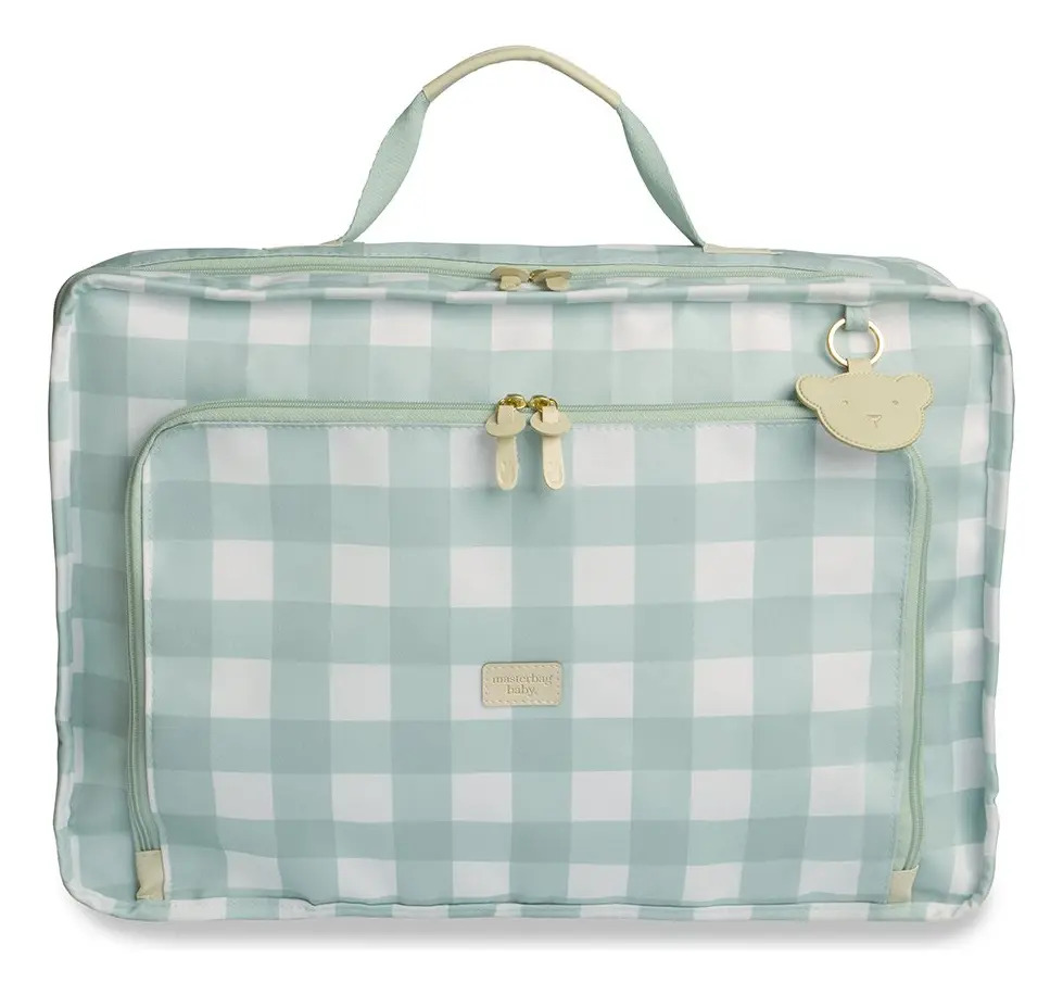 Mala Maternidade Vintage Masterbag Baby Bear Xadrez Menta