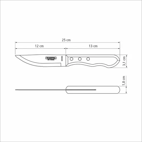 Cuchillo Jumbo Tramontina Roble Asado Polywood 5'' Pack X6 U Color Roble Jumbo