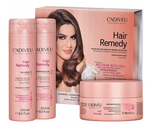 Cadiveu Hair Remedy Kit Shampoo + Condicionador + Mascara 