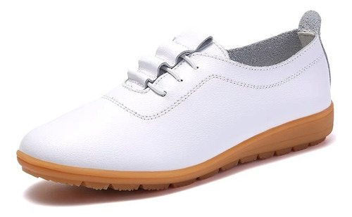 Zapatos Planos Casual De Mujer Piel Auténtica De Gran Tamaño