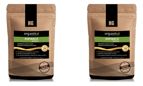 Pack X2 Espinaca En Polvo Organikal 50gr