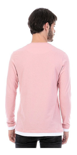 Imagen 2 de 5 de Playera Aletilla De Hombre Manga Larga Con Pechera Combinada