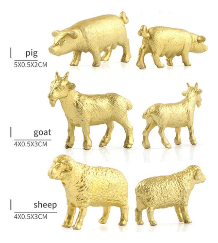 Animales Figuras Juguetes Tigre León Los 6x0,5x4,5cm Dorado