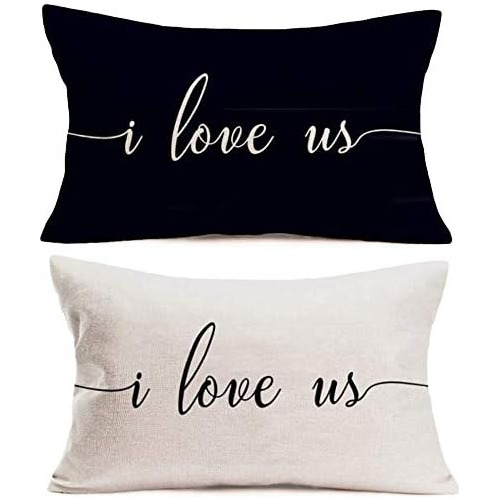 Funda De Almohada Frase  I Love Us  Estilo Blanco Y Neg...