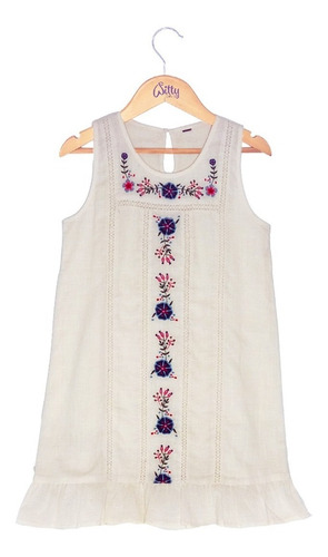 Imagen 6 de 10 de Vestido Algodon Nena Flowers C/ Flores Bordado Witty Girls