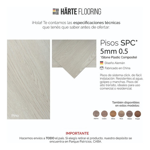 Imagen 3 de 8 de Piso Vinilico Click Spc 5mm 0.5wl X M2 Simil Madera