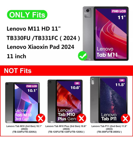 Funda Teclado Ratón P/lenovo Xiaoxin Pad 2024/ M11 11'' Ñ