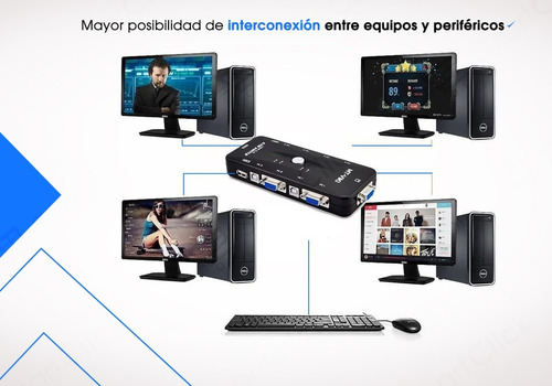 Imagen 3 de 10 de Switch Kvm 4 Puertos Usb Monitor Teclado Mouse Impr + Cables