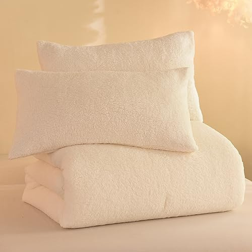 Llancl Sherpa Juego De Edredón Reversible De Tamaño Doble, A