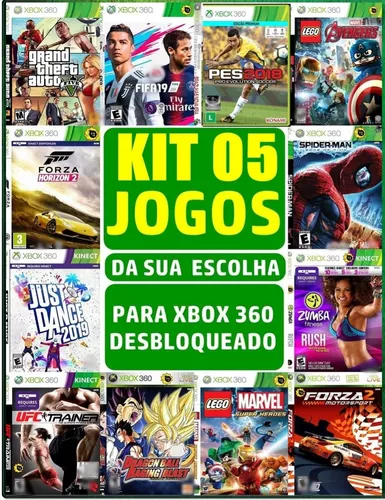 5x Jogos Xbox 360 Destravado (lt 3.0 - Ltu) Midia Fisica - Escorrega o Preço