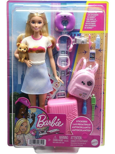 Barbie Viajeira Com Acessórios De Viagem E Pet - Mattel