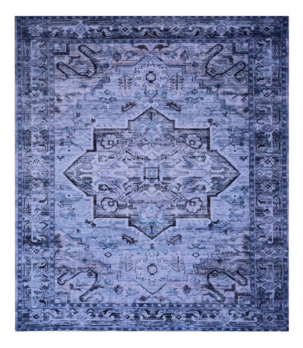 Tapete Sala 200x240 Cm Classico Oriental Reload Azul Roxo