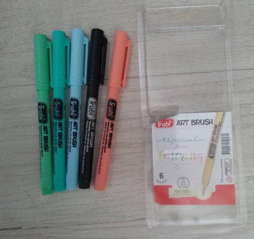 Imagen 6 de 6 de Marcador Punta De Pincel Trabi Lettering 5 U. Pastel Devoto