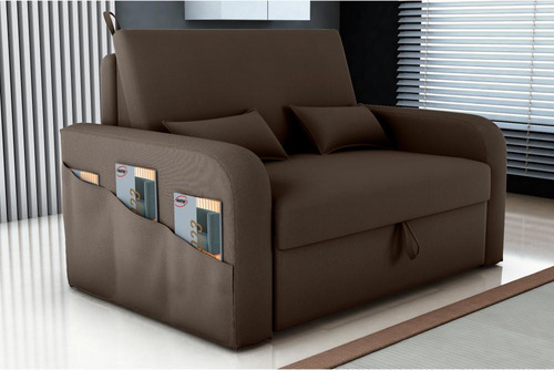 Sofá Cama 2 Lugares Com Bau 1,40 Mts Day Matrix Marrom