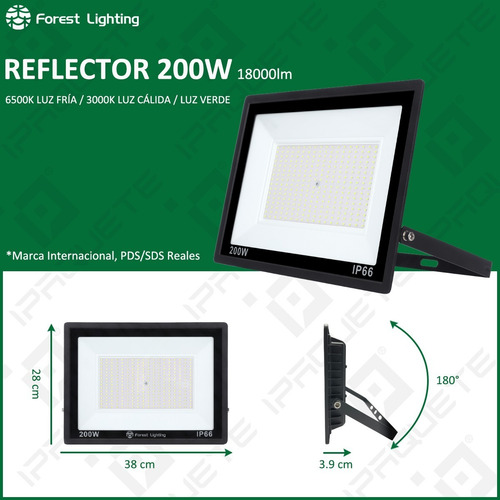 Imagen 4 de 7 de Packx4 Reflector Led 200w Exterior Proyector Luz Fría Cálida