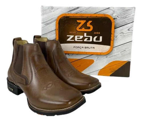 Bota masculina zebu marrom cano cheap curto 22703