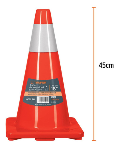Cono Reflectivo De Seguridad Precaución De 45 Cm 2 Unidades