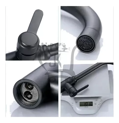 Llave Monomando Lavaplatos Acero Inox. Cuello Cisne - Negro