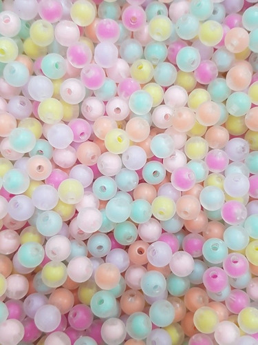 400 Miçangas Fosca Com Miolo Colorido Candy 8mm Comprimento 8 mm Cor Multicolor Diâmetro 8 mm