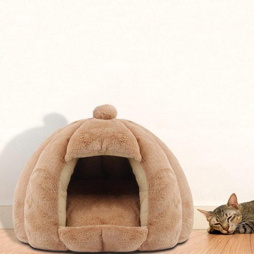 Nido De Gato Semicerrado, Cama Para Mascotas, Cojín Camello