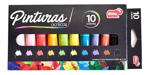 Kit De Pinturas Acrílicas Para Niños | Caja De 10 | Diako