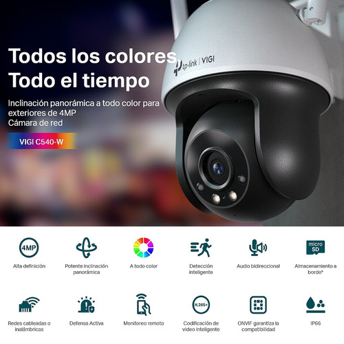 Cámara Ip Wifi Exterior Robótica 4mp, Tp-link Vigi C540-w