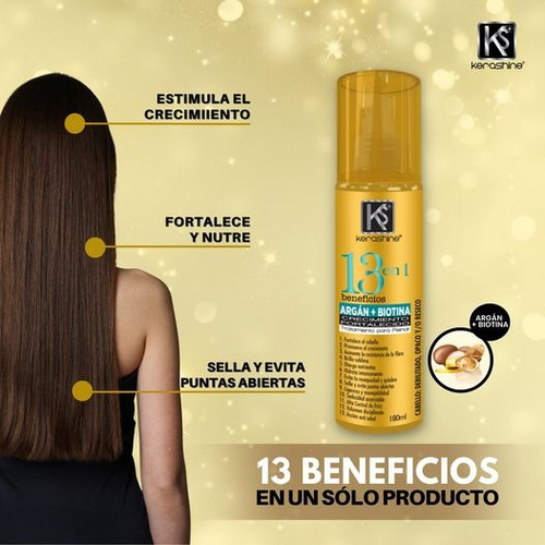 12 Pz Kerashine Tratamiento Capilar 13 Argán + Biotina 180ml