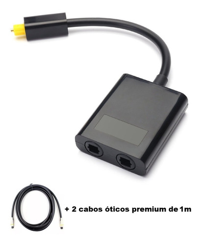 Adaptador Y 2x1 Divisor Ótico Toslink Splitter + 2 Cabos 1m