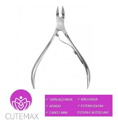 Kit Manicure 5 Pçs Alicate Palito 2x1 Desencravador Espátula