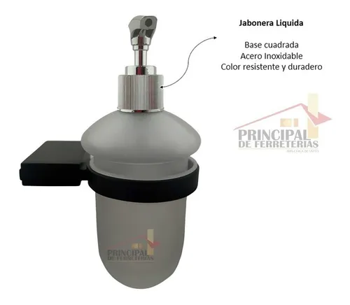 Set De Accesorios Para Baño En Color Negro Cuadrados