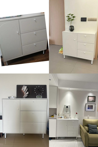 Credenza Blanco Almacenaje Mueble Madera Cajones Con Carri Blanco