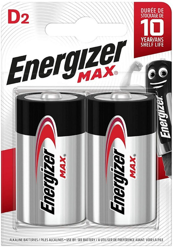 Pila D E95 Energizer MAX D Grande Alcalina - Blister 2 Unidades