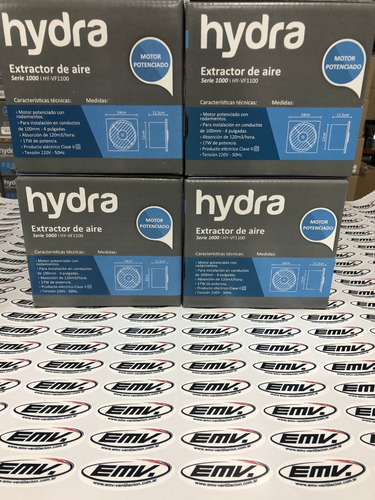 Extractor Aire Baño Hydra 100 Mm Potenciado + Persiana Movil