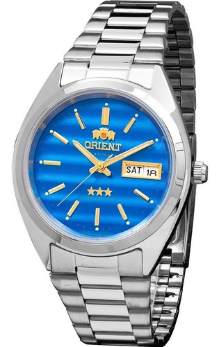 Relógio Masculino Orient Automático Prata Azul 469wa3f A1sx