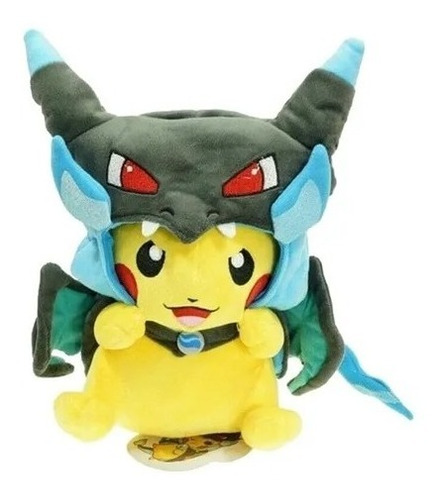 Peluche Pokemon Pikachu Con Gorra Mega Charizard X