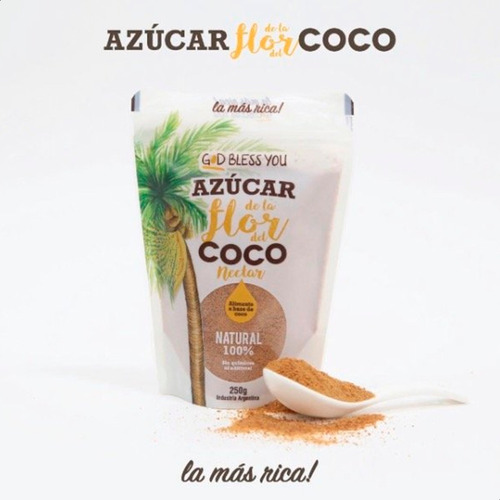 Caja Azúcar La Flor Coco God Bless You 100% Natural Sin Tacc