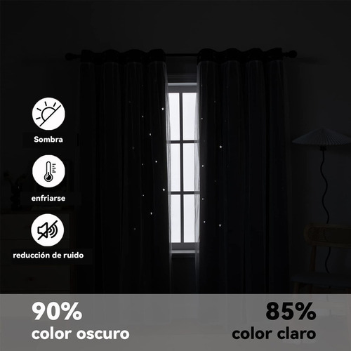 Y 2pzs Cortinas Black Out Decorativas Con Estrellas