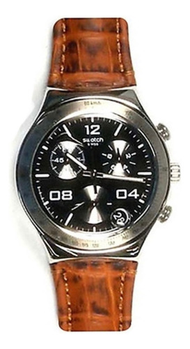 Reloj Swatch Hombre Cuero Marron Cronografo Ycs564c Color De La Malla Marrón Color Del Bisel Plateado Color Del Fondo Negro