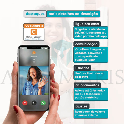 Vídeo Porteiro Eletrônico 3 Pontos Hdl Com App Wifi Connect