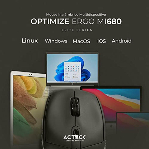 Acteck Mouse Multidispositivo Optimize Ergo Mi680 / 2.4 Ghz