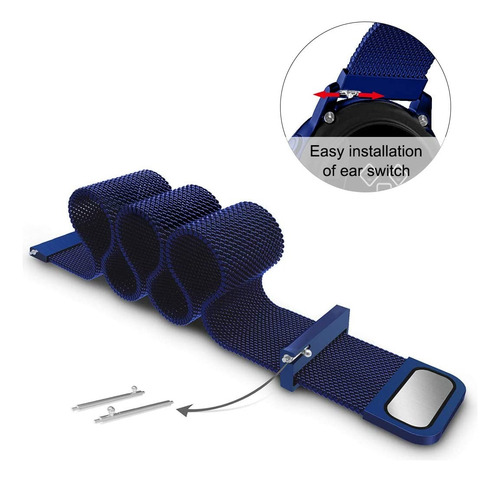 Correa Malla Acero Inoxidable Para Haylou Watch 2 Pro Azul 2.2 Cm