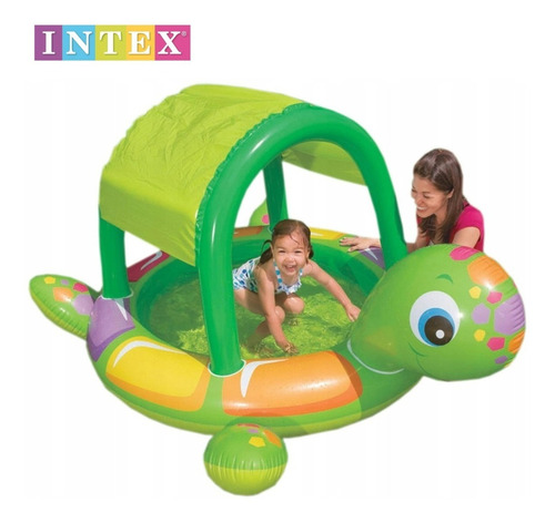 Piscina Infantil Tortuga Intex Con Techo 180x145cm 25 Litros