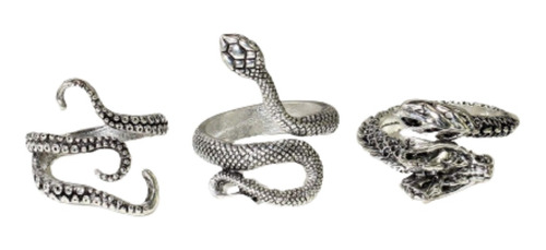 Anillos Temática Gótica Serpiente Acero  Bisuteria 