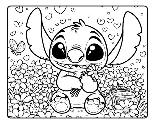 Livro De Colorir Stitch Capa Holográfica Dura 50 Desenhos Folha 180 G Wire-o Estilo Bobbie Goods Caderno Pintar Livro Colorir Para Adultos E Crianças Stitch Menina