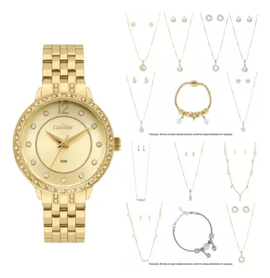 Kit Relógio Feminino Elegante Dourado Co2036muqs/k4d Condor Dourado